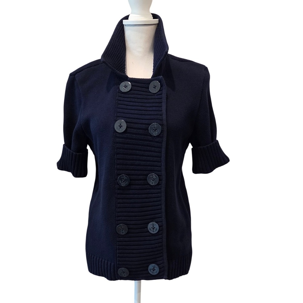 Lauren Ralph Lauren Nautical Double Breasted Cardigan Anchor Navy Blue Large